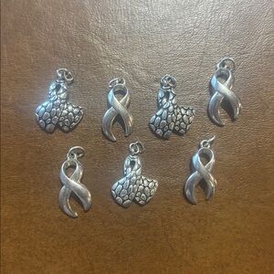 Silver Awareness Ribbon Charms